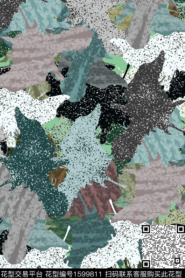 抽象迷彩斑点数码印花华亿平台下载（图片编号: 1599811） - 瓦栏（Walan）