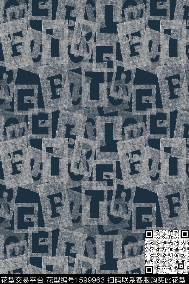 字母几何肌理数码印花华亿平台下载（图片编号: 1599963） - 瓦栏（Walan）
