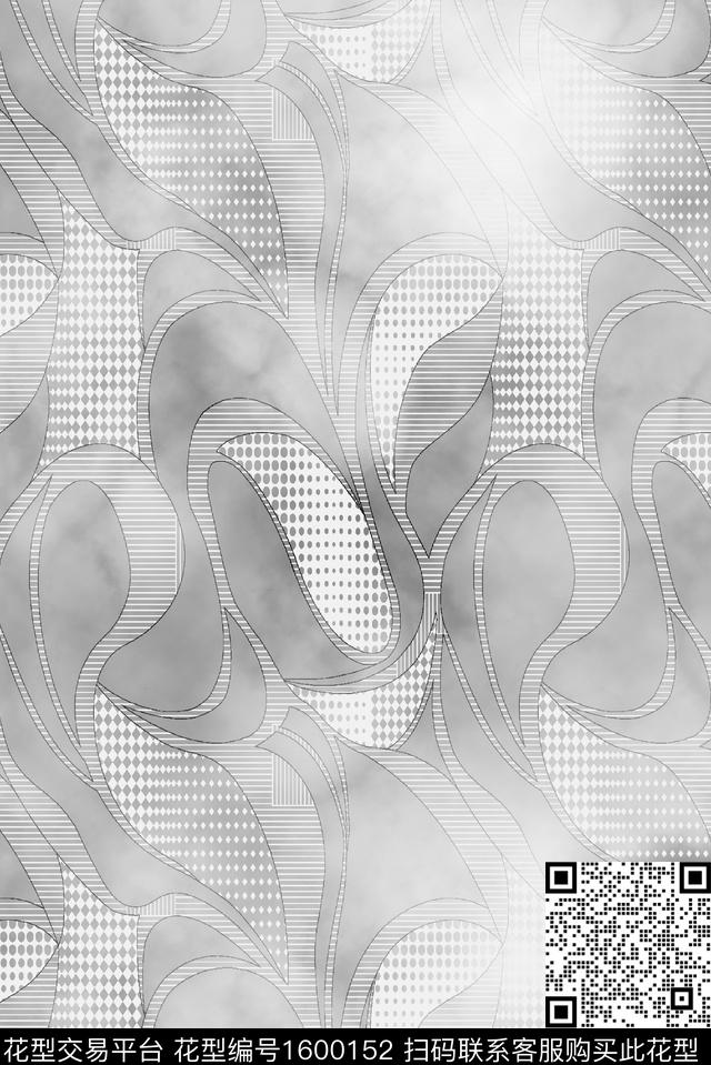 黑白波点抽象数码印花华亿平台下载（图片编号: 1600152） - 瓦栏（Walan）