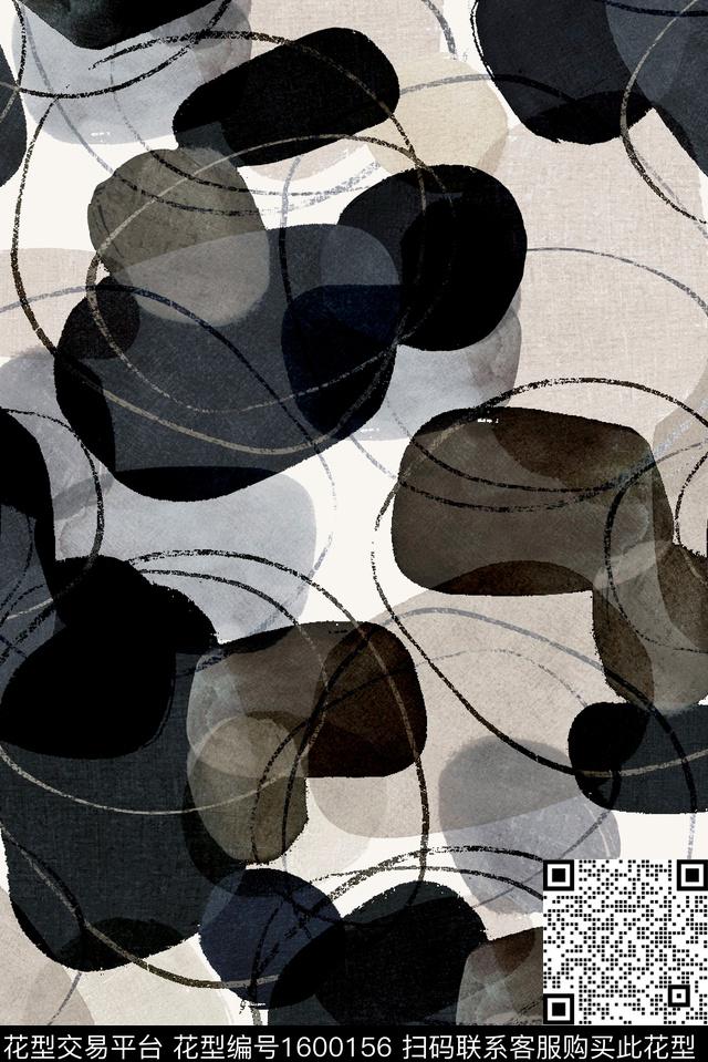 水彩线条几何数码印花华亿平台下载（图片编号: 1600156） - 瓦栏（Walan）