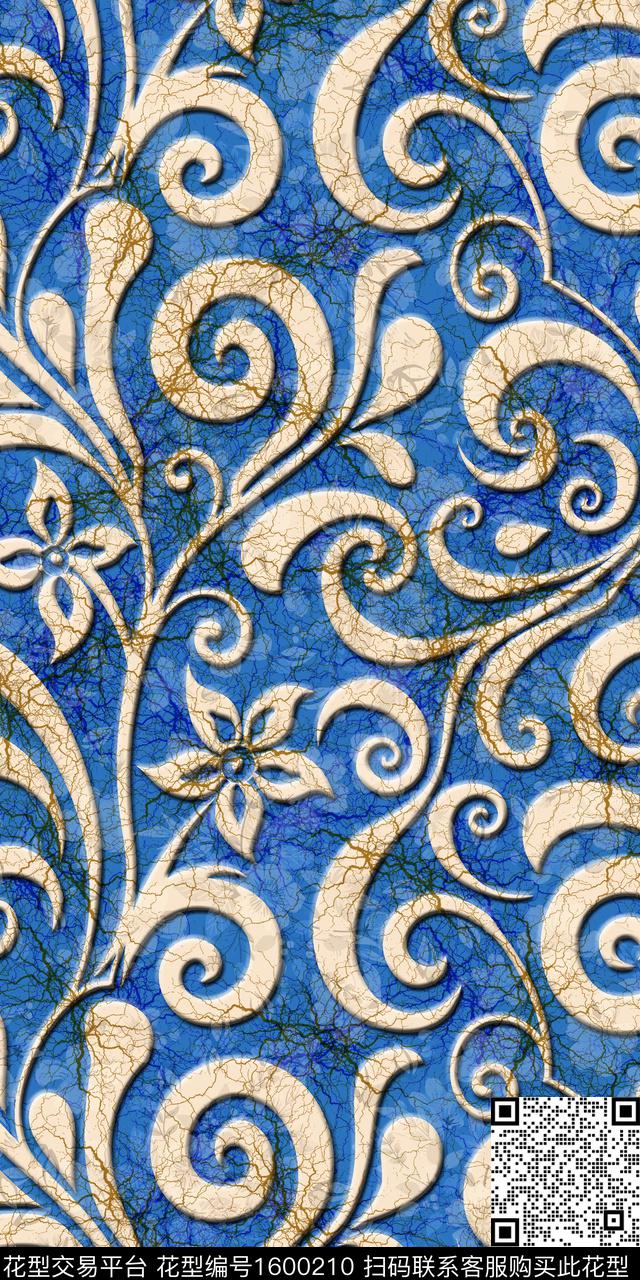 裂缝民族花卉肌理数码印花华亿平台下载（图片编号: 1600210） - 瓦栏（Walan）