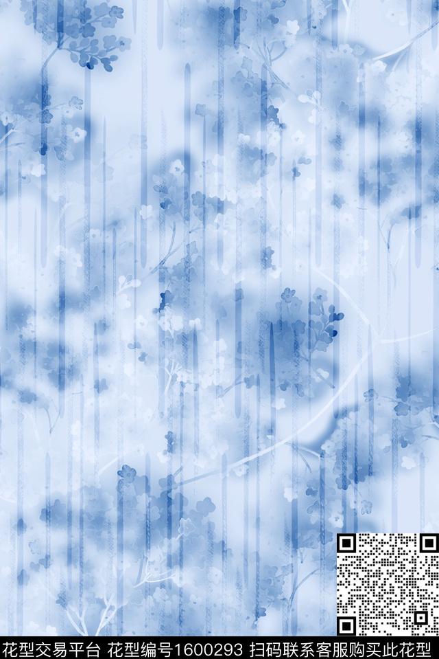 花卉水彩花卉条纹数码印花华亿平台下载（图片编号: 1600293） - 瓦栏（Walan）