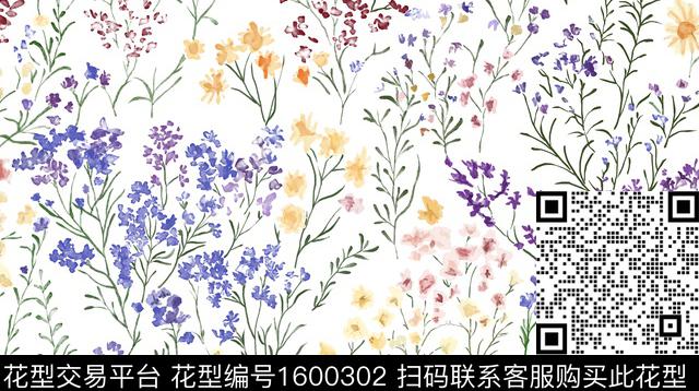 花卉抽象花卉水彩花卉数码印花华亿平台下载（图片编号: 1600302） - 瓦栏（Walan）