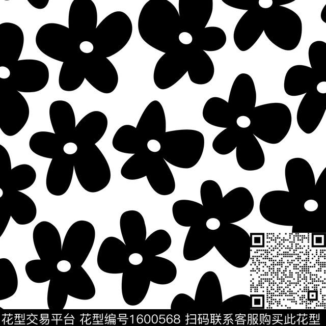 花卉黑白华亿平台大牌风传统印花华亿平台下载（图片编号: 1600568） - 瓦栏（Walan）