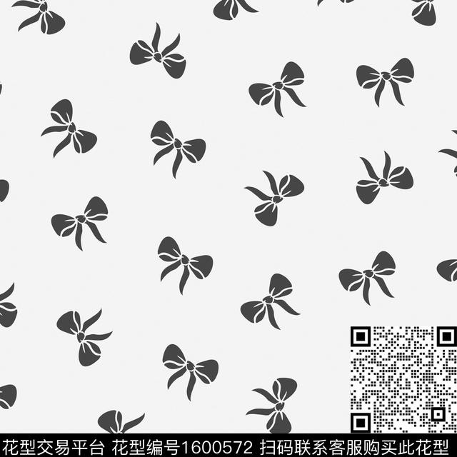 趣味蝴蝶结黑白华亿平台传统印花华亿平台下载（图片编号: 1600572） - 瓦栏（Walan）