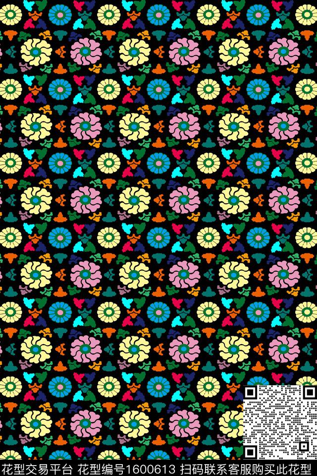 民族风炫彩花纹传统印花华亿平台下载（图片编号: 1600613） - 瓦栏（Walan）