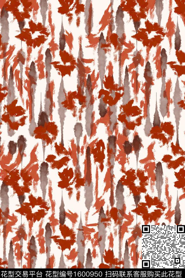 侘寂水彩笔触数码印花华亿平台下载（图片编号: 1600950） - 瓦栏（Walan）