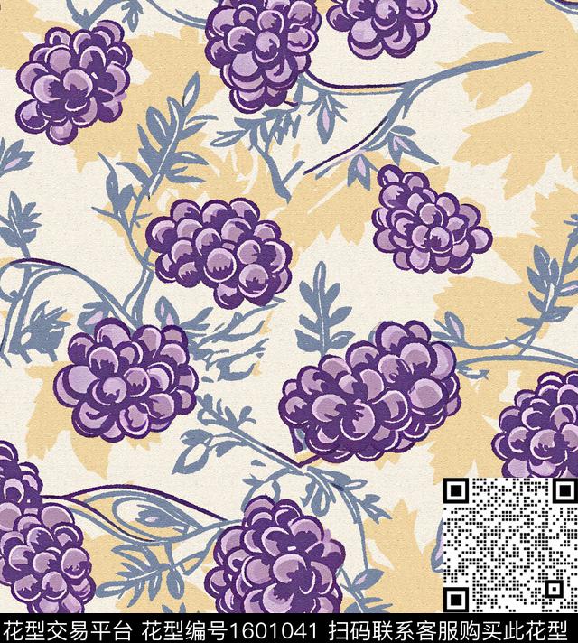 葡萄叶子剪影数码印花华亿平台下载（图片编号: 1601041） - 瓦栏（Walan）
