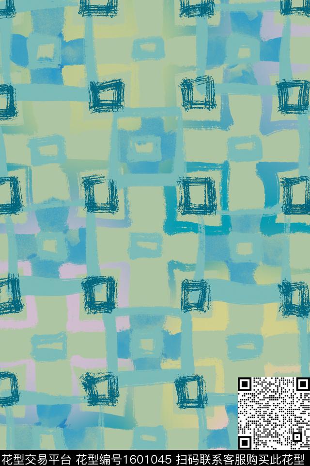 混合拼接水彩笔触数码印花华亿平台下载（图片编号: 1601045） - 瓦栏（Walan）