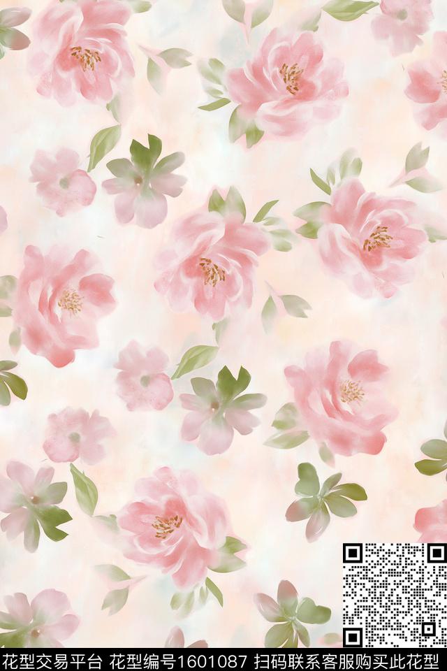 水彩花卉花卉朦胧花卉数码印花华亿平台下载（图片编号: 1601087） - 瓦栏（Walan）