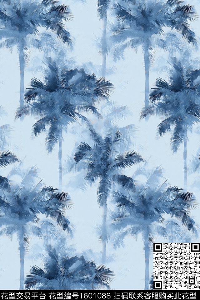 热带棕榈树树数码印花华亿平台下载（图片编号: 1601088） - 瓦栏（Walan）