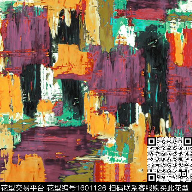 抽闲肌理油画华亿平台传统印花华亿平台下载（图片编号: 1601126） - 瓦栏（Walan）