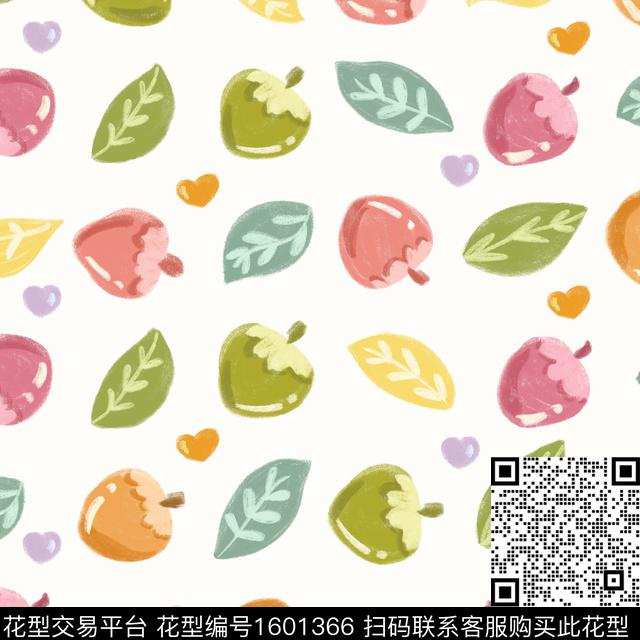趣味水果叶子数码印花华亿平台下载（图片编号: 1601366） - 瓦栏（Walan）
