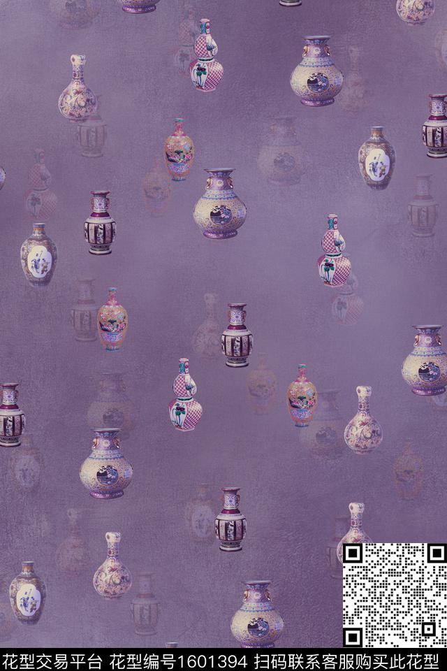 瓷器花瓶中国风数码印花华亿平台下载（图片编号: 1601394） - 瓦栏（Walan）