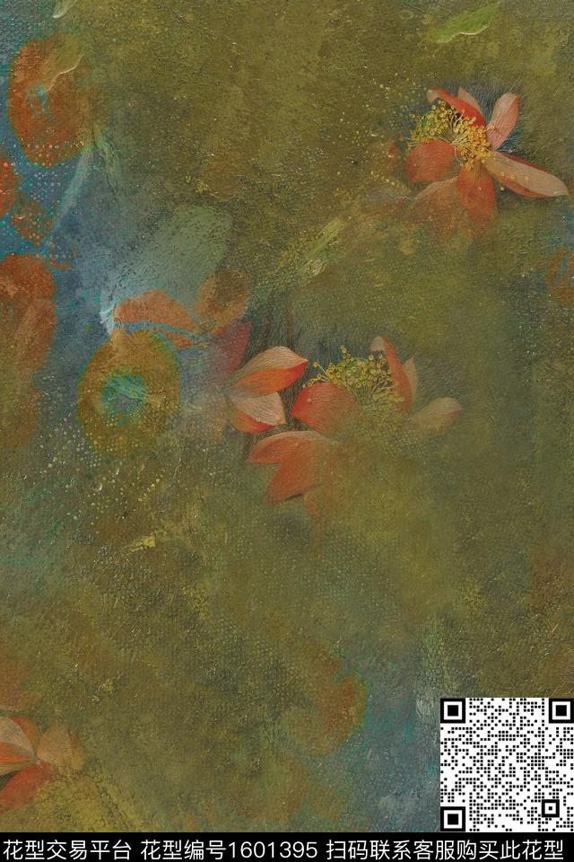 花卉肌理油画华亿平台数码印花华亿平台下载（图片编号: 1601395） - 瓦栏（Walan）