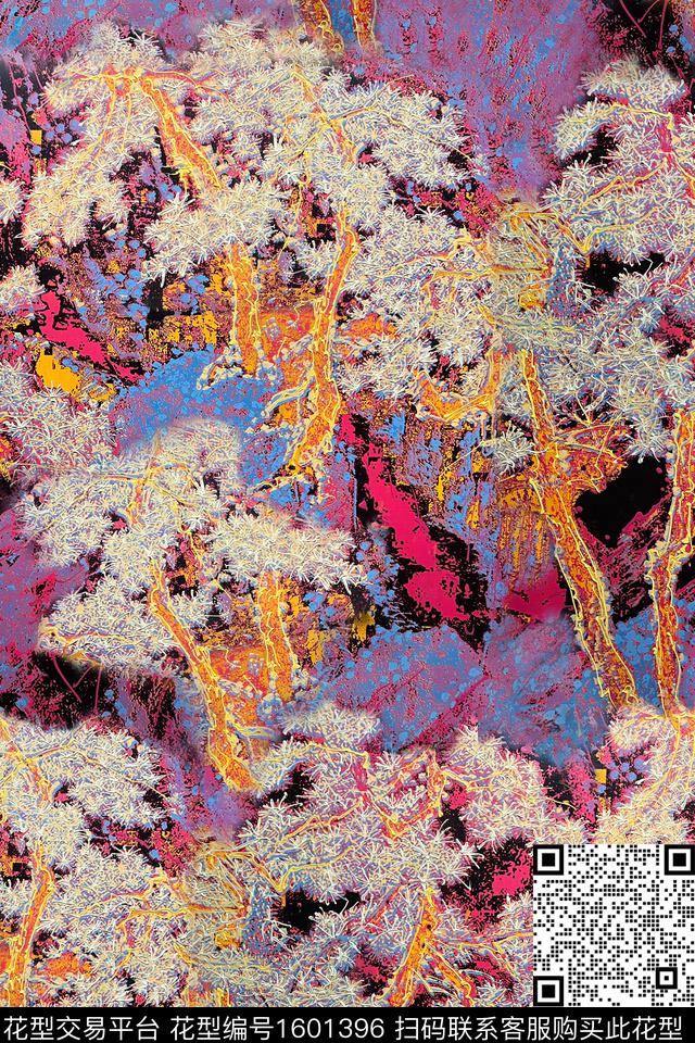 抽象香云纱油画华亿平台数码印花华亿平台下载（图片编号: 1601396） - 瓦栏（Walan）