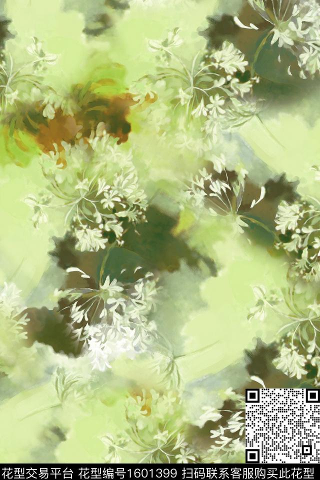 花卉晕染肌理油画华亿平台数码印花华亿平台下载（图片编号: 1601399） - 瓦栏（Walan）