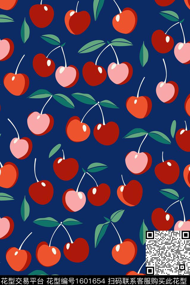 可爱樱桃水果传统印花华亿平台下载（图片编号: 1601654） - 瓦栏（Walan）