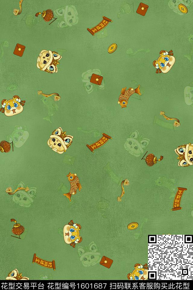 趣味灯笼动物数码印花华亿平台下载（图片编号: 1601687） - 瓦栏（Walan）