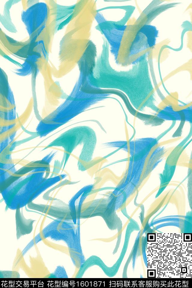 小清新涂鸦水彩数码印花华亿平台下载（图片编号: 1601871） - 瓦栏（Walan）