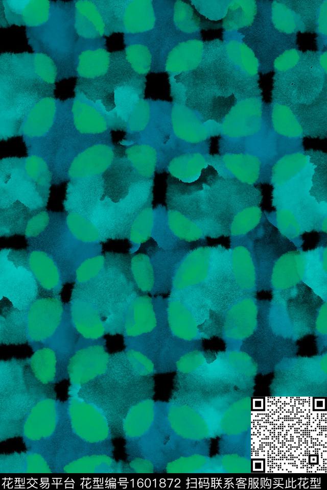 晕染肌理水彩格子数码印花华亿平台下载（图片编号: 1601872） - 瓦栏（Walan）