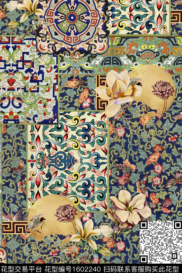 民族风花卉民族花纹数码印花华亿平台下载（图片编号: 1602240） - 瓦栏（Walan）