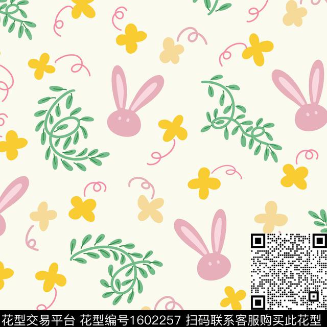 趣味小兔子童装传统印花华亿平台下载（图片编号: 1602257） - 瓦栏（Walan）