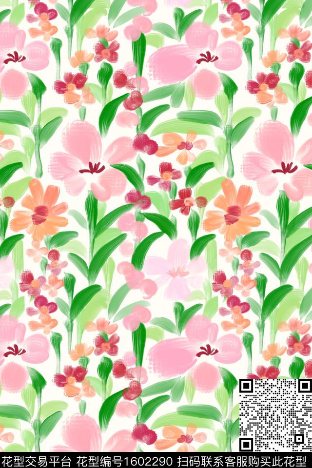 清爽底花卉花卉小碎花数码印花华亿平台下载（图片编号: 1602290） - 瓦栏（Walan）