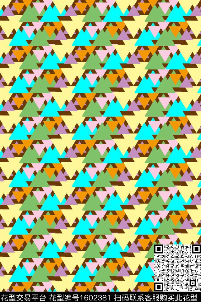 三角形彩色几何数码印花华亿平台下载（图片编号: 1602381） - 瓦栏（Walan）