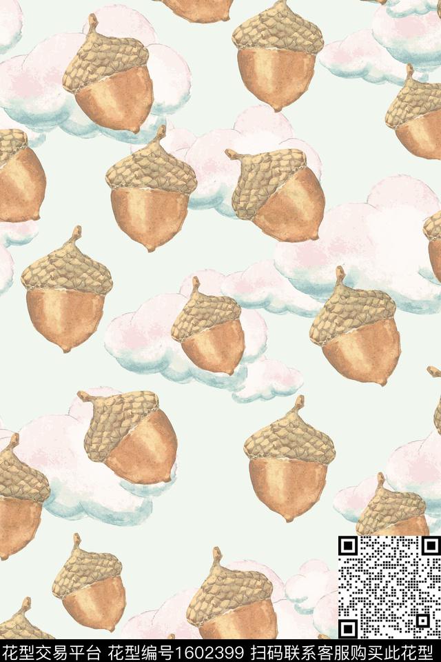 趣味松果白云数码印花华亿平台下载（图片编号: 1602399） - 瓦栏（Walan）