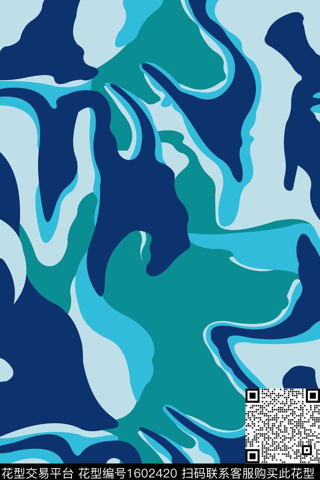 色块迷彩抽象传统印花华亿平台下载（图片编号: 1602420） - 瓦栏（Walan）