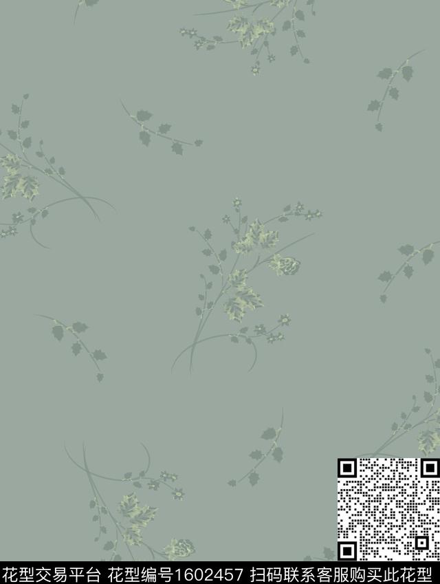 叶子植物数码印花华亿平台下载（图片编号: 1602457） - 瓦栏（Walan）