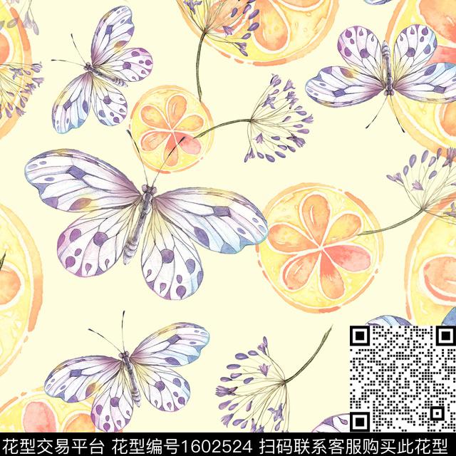 花卉橙子水彩数码印花华亿平台下载（图片编号: 1602524） - 瓦栏（Walan）