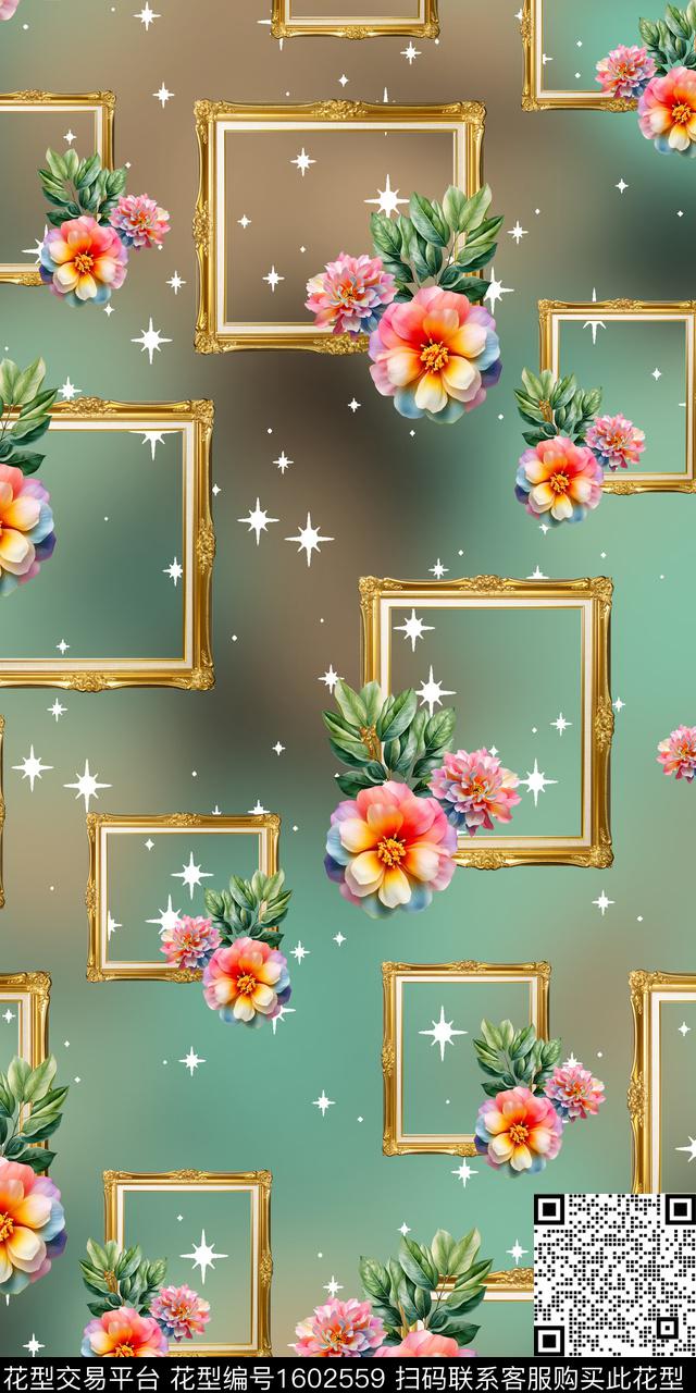 中老年花卉画框数码印花华亿平台下载（图片编号: 1602559） - 瓦栏（Walan）