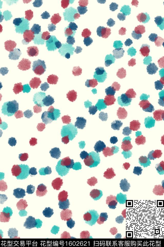 小清新水彩波点数码印花华亿平台下载（图片编号: 1602621） - 瓦栏（Walan）