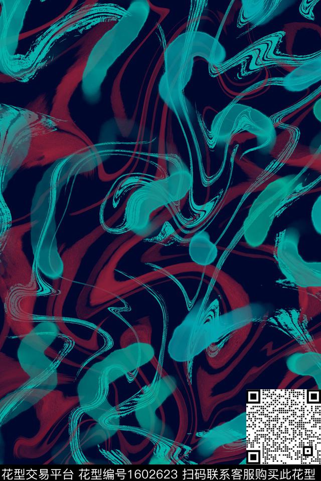 涂鸦水彩抽象数码印花华亿平台下载（图片编号: 1602623） - 瓦栏（Walan）