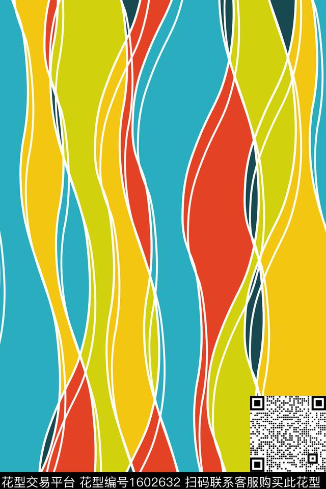 色块抽象条纹传统印花华亿平台下载（图片编号: 1602632） - 瓦栏（Walan）