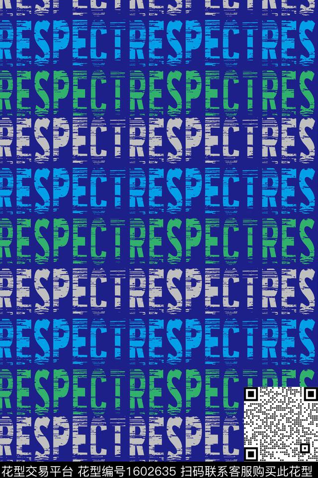 趣味字母蓝色传统印花华亿平台下载（图片编号: 1602635） - 瓦栏（Walan）