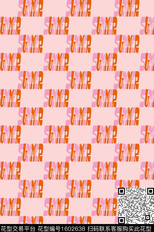 趣味字母粉色传统印花华亿平台下载（图片编号: 1602638） - 瓦栏（Walan）