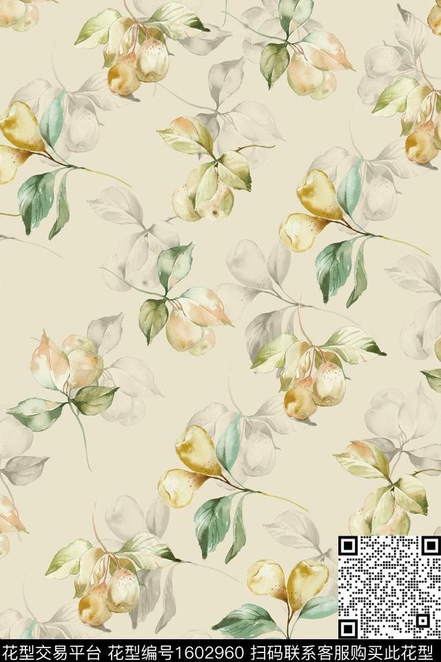 叶子影花绿植树叶数码印花华亿平台下载（图片编号: 1602960） - 瓦栏（Walan）