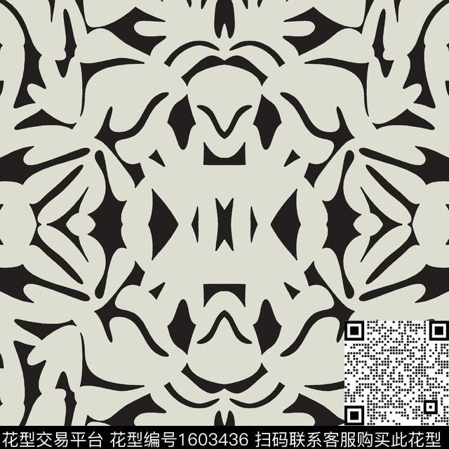 剪影大牌风抽象传统印花华亿平台下载（图片编号: 1603436） - 瓦栏（Walan）