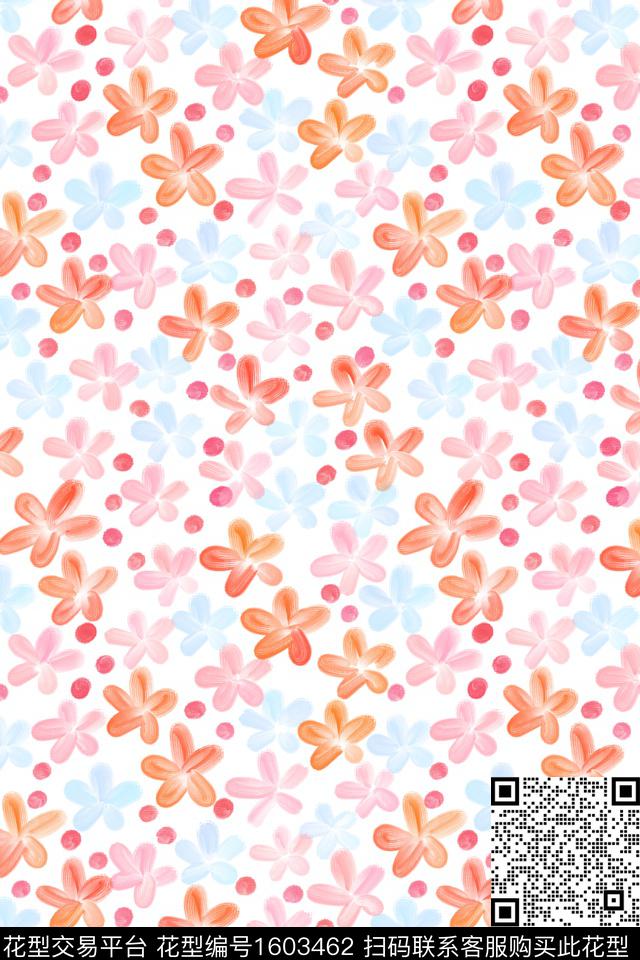 小清新清爽底花卉小碎花数码印花华亿平台下载（图片编号: 1603462） - 瓦栏（Walan）