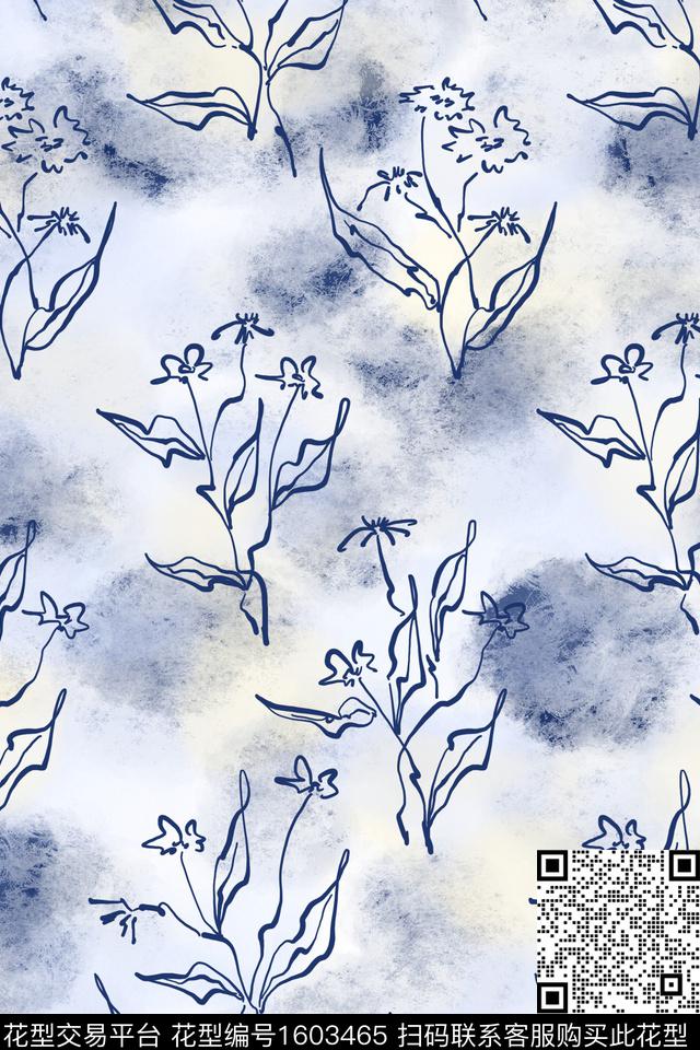 花卉抽象花卉小碎花数码印花华亿平台下载（图片编号: 1603465） - 瓦栏（Walan）