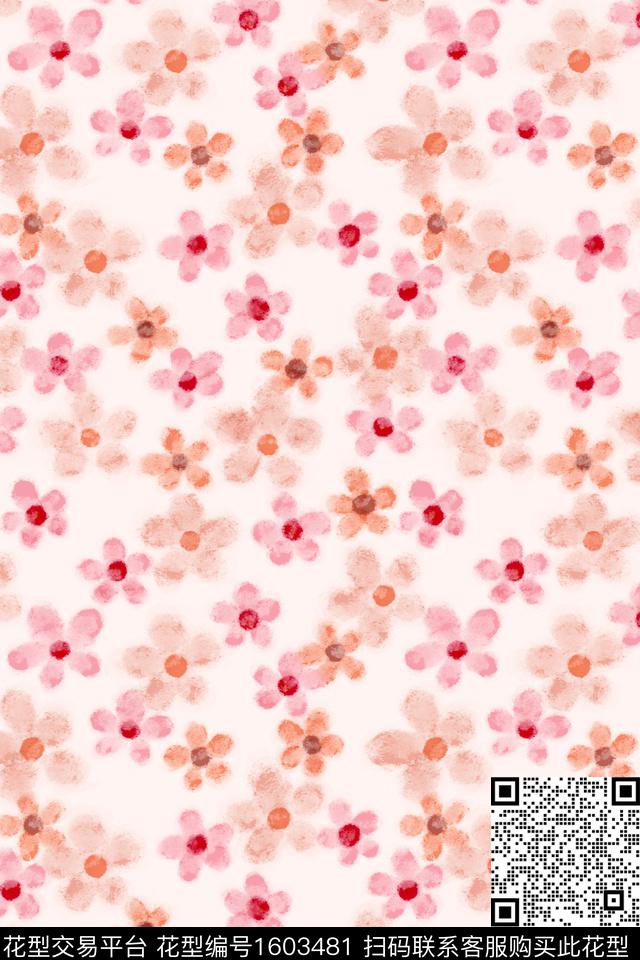 小清新清爽底花卉花卉数码印花华亿平台下载（图片编号: 1603481） - 瓦栏（Walan）