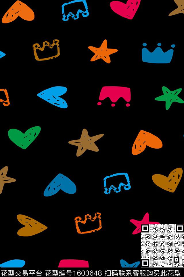 爱心趣味皇冠数码印花华亿平台下载（图片编号: 1603648） - 瓦栏（Walan）