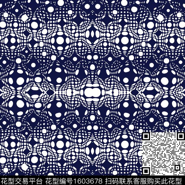 波点对称单色传统印花华亿平台下载（图片编号: 1603678） - 瓦栏（Walan）