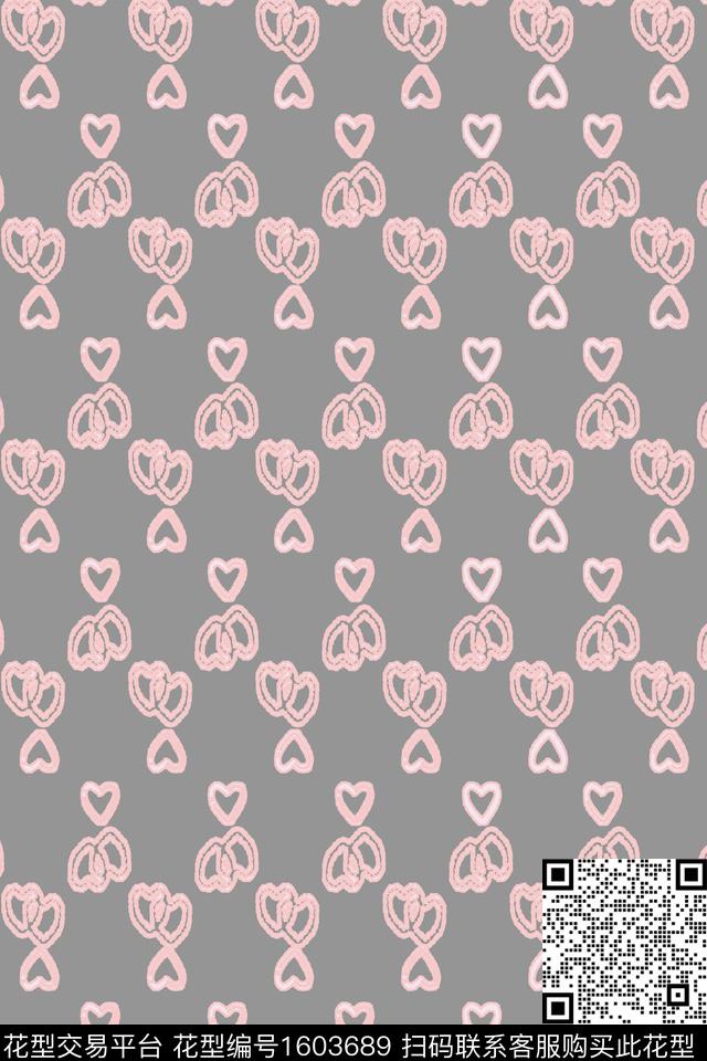 爱心几何趣味数码印花华亿平台下载（图片编号: 1603689） - 瓦栏（Walan）