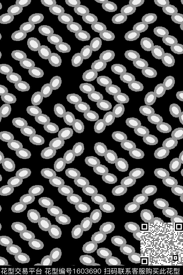 波点几何黑白华亿平台传统印花华亿平台下载（图片编号: 1603690） - 瓦栏（Walan）