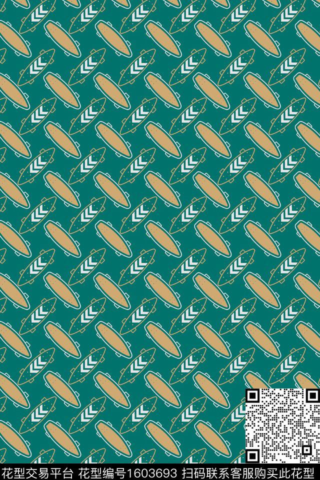 趣味滑板几何传统印花华亿平台下载（图片编号: 1603693） - 瓦栏（Walan）