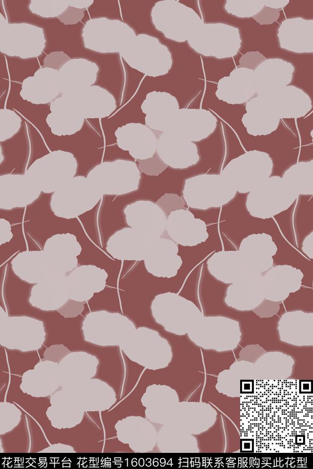 植物发光剪影数码印花华亿平台下载（图片编号: 1603694） - 瓦栏（Walan）